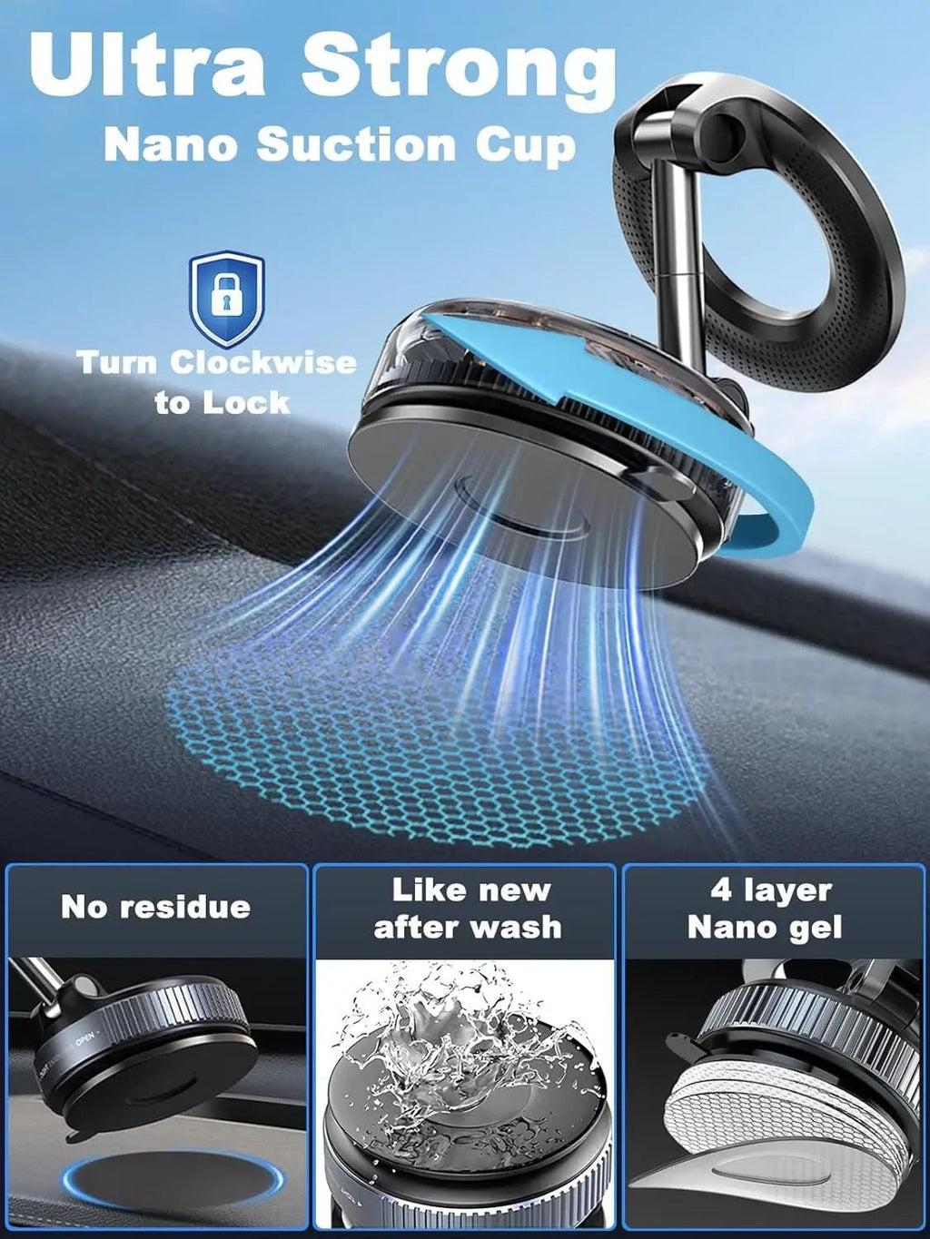 360 Magnetic Vacuum Phone Mount Adjustable Car Dashboard Holder - product image 11