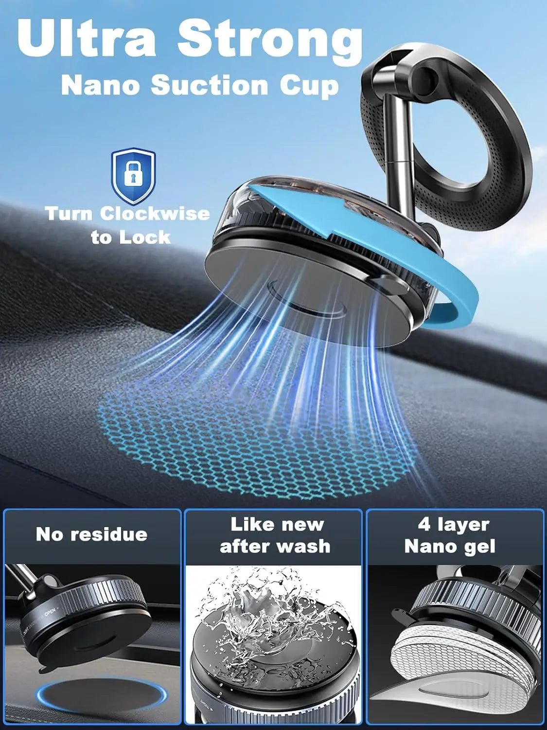 360 Magnetic Vacuum Phone Mount Adjustable Car Dashboard Holder - product image 11