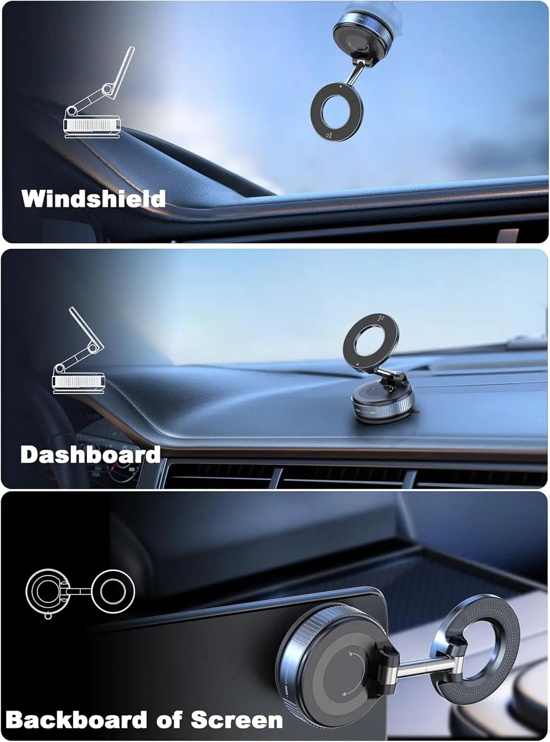 360 Magnetic Vacuum Phone Mount Adjustable Car Dashboard Holder - product image 8