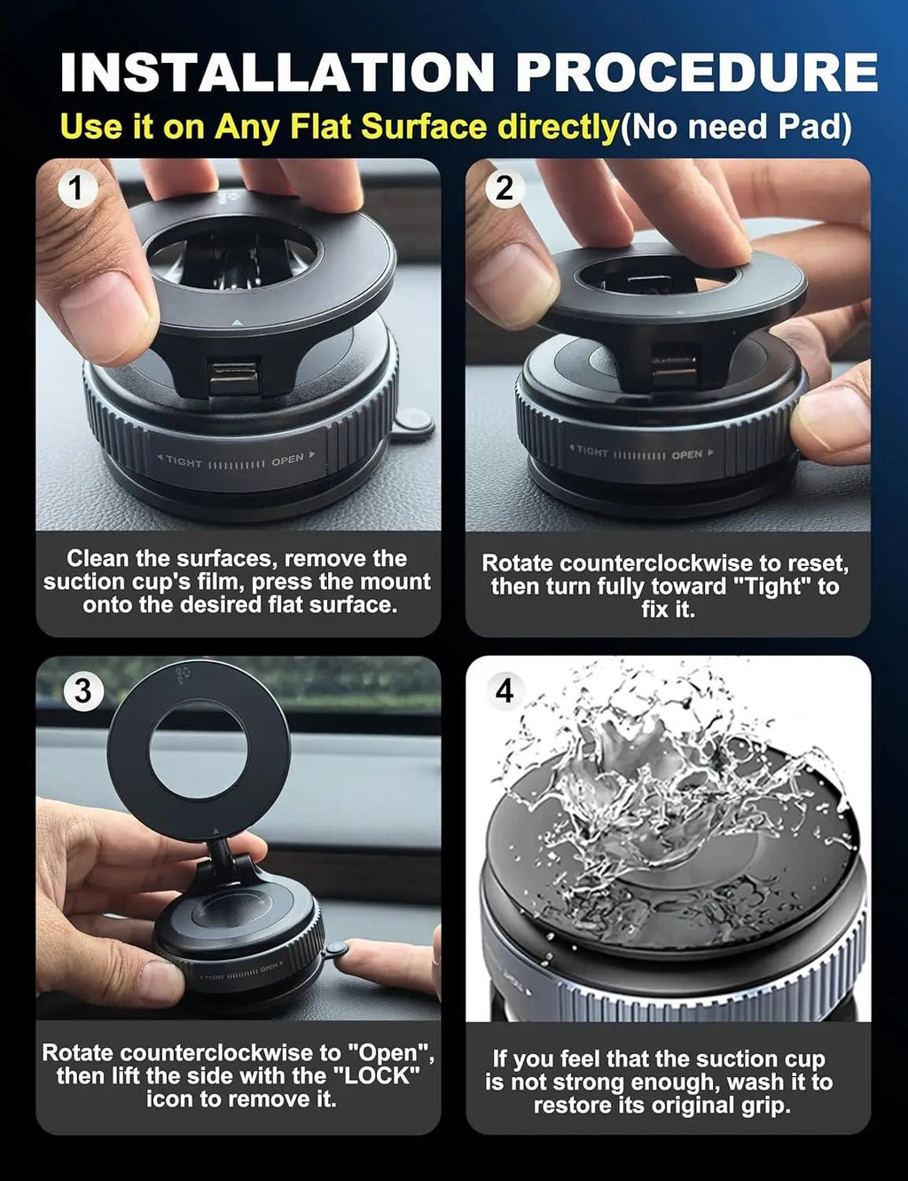 360 Magnetic Vacuum Phone Mount Adjustable Car Dashboard Holder - product image 14
