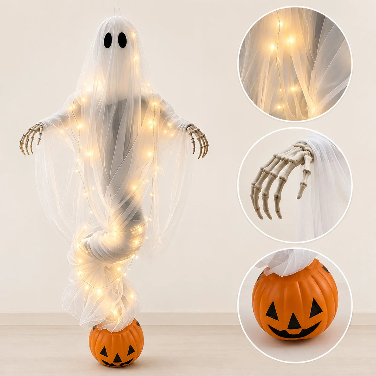 Halloween Pumpkin and Ghost Ambient Lights Outdoor Yard Decor Garden - image 5