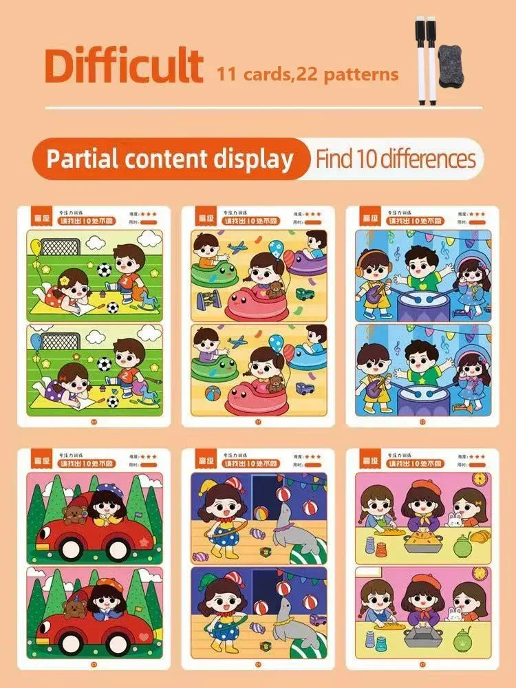 Find the Difference Fun Focus Training Game with Erasable Picture - image 15
