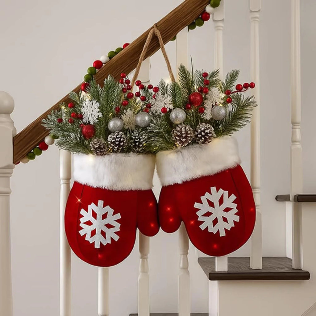 Christmas Gloves Wreath with Light Festive Hanging Wall Decor - product image 4
