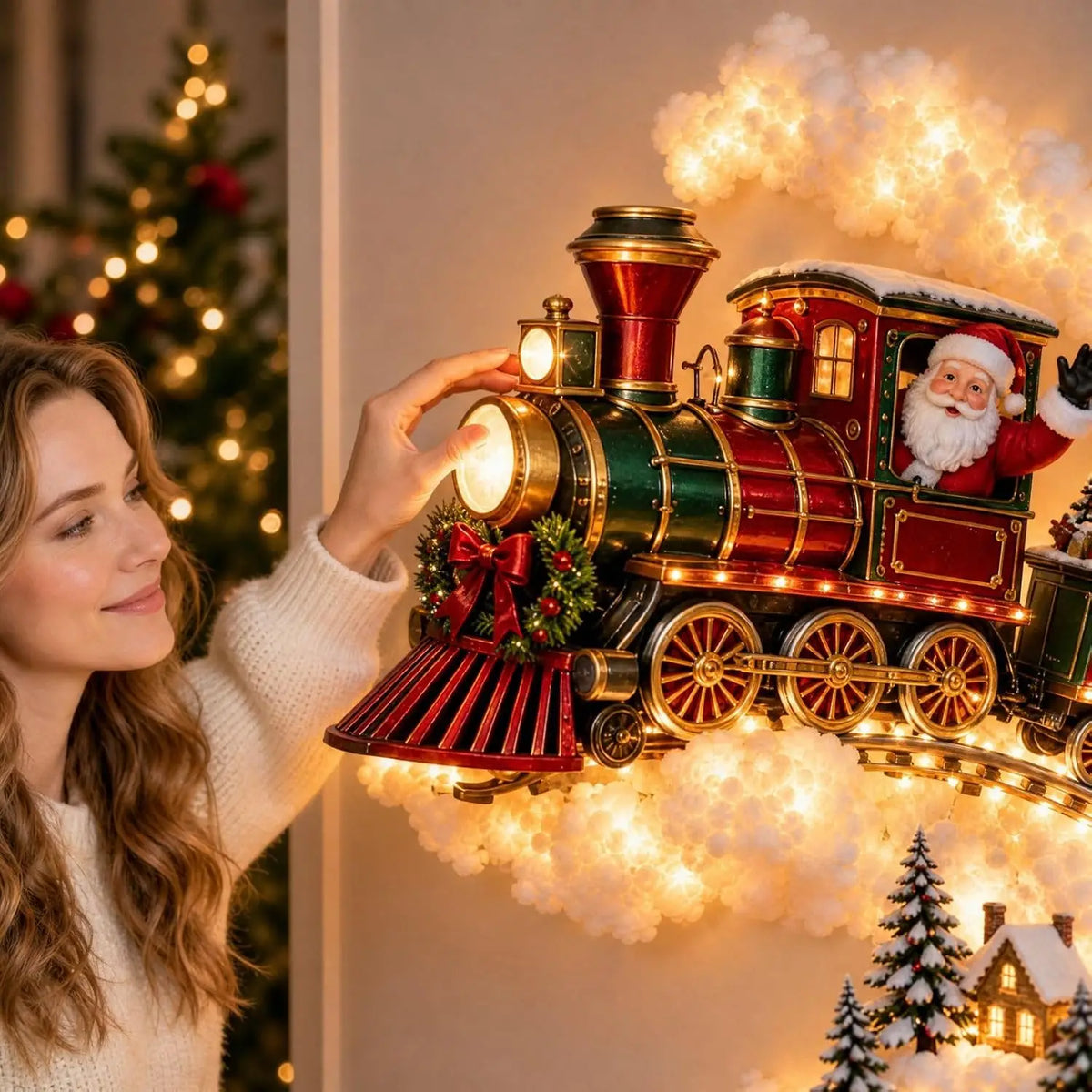 Santa Sleigh & Reindeer LED Christmas Wall Light