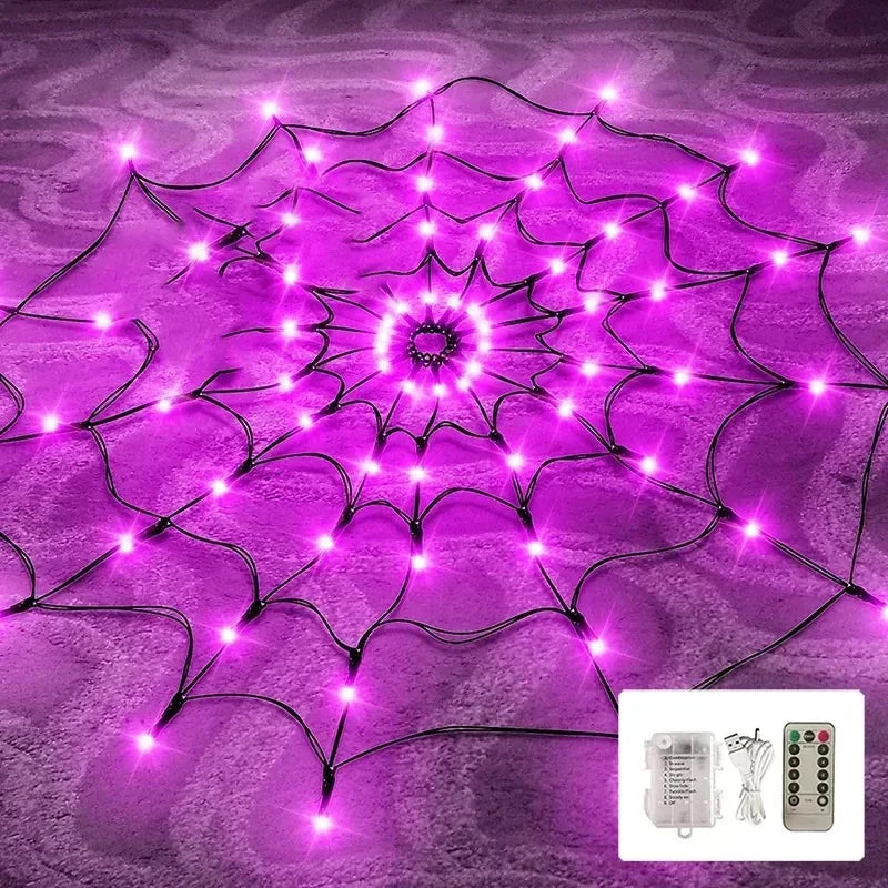 Glowing Halloween Spider Web Decoration Lights (Indoor or Outdoor)
