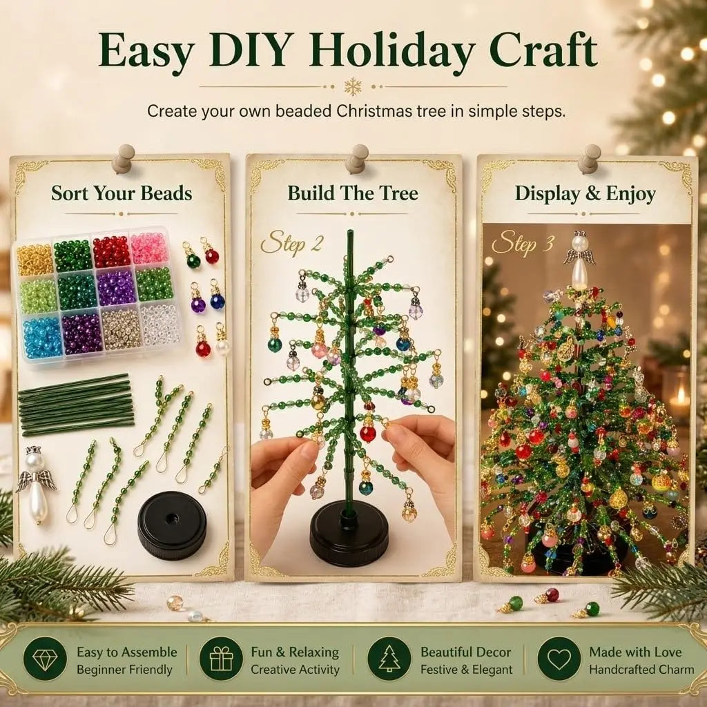 DIY Beaded Christmas Tree Kit Crystal Bead Craft Set with LED Lights - product image 21