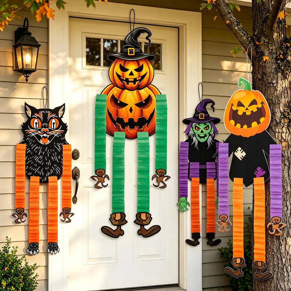 Halloween Hanging Decor Pumpkin Witch Cat Vampire Ornament Trick or - image 1
