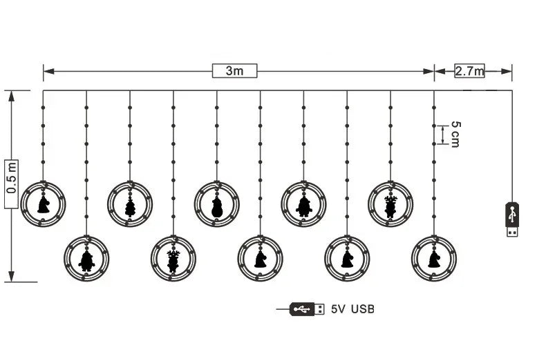 Christmas LED Strip Lights USB Curtain Garland for Room Decor - product image 12