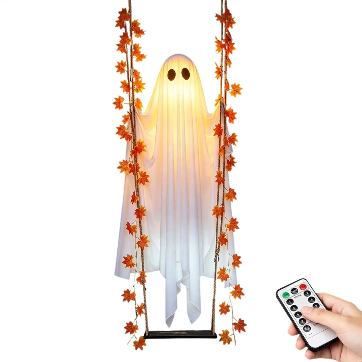 Halloween Swing Ghost Decor Outdoor Hanging with LED String Lights - image 4