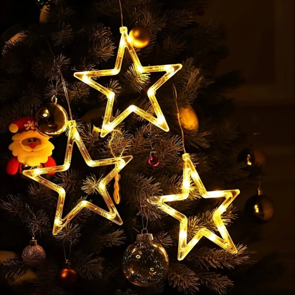 Christmas LED Window Hanging Decor Star & Santa Fairy Lights - product image 2