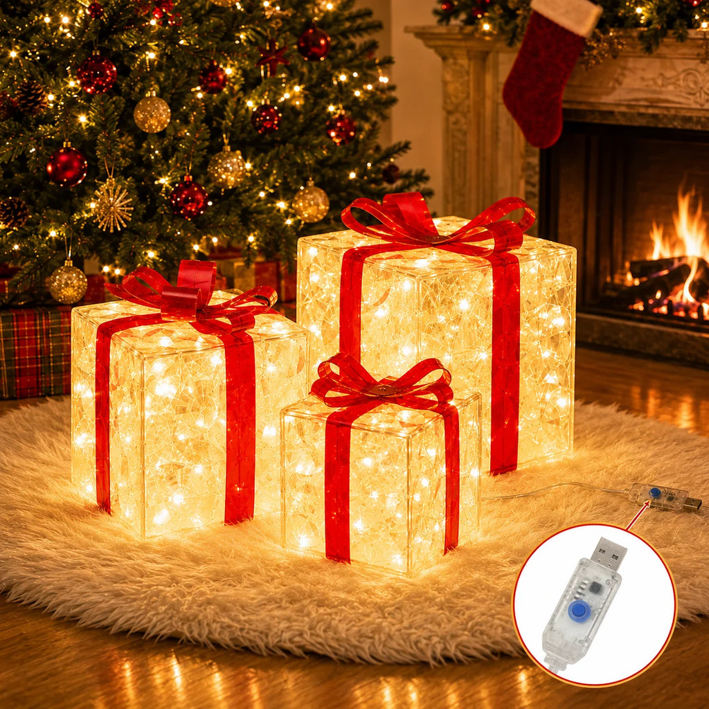 Christmas Lights Gift Box 3pcs LED Presents with 8 Modes - product image 2