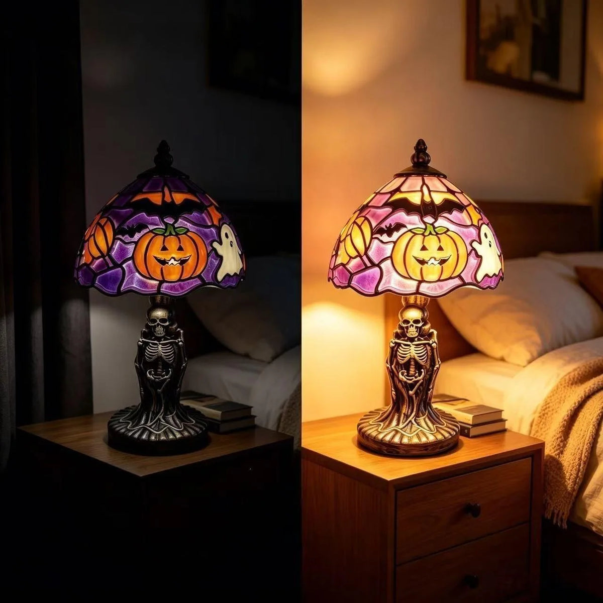 Halloween Glowing Ghost Bat Pumpkin Desk Lamp Resin Craft Ornament - image 20