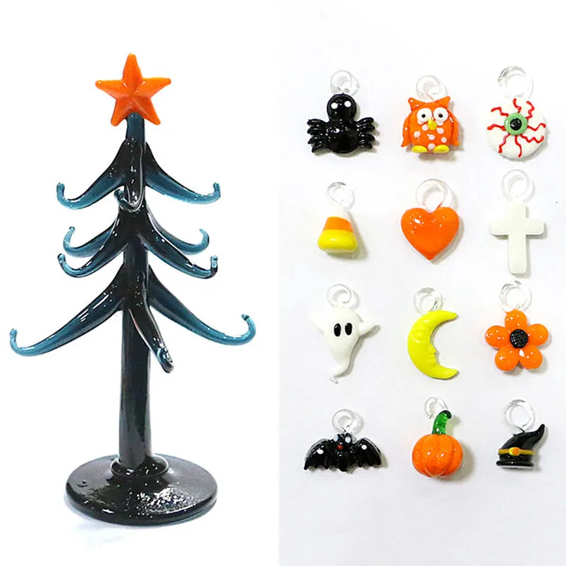 Halloween Decor Cute Glass Tree Figurine Ornament with Mini Owl - image 23