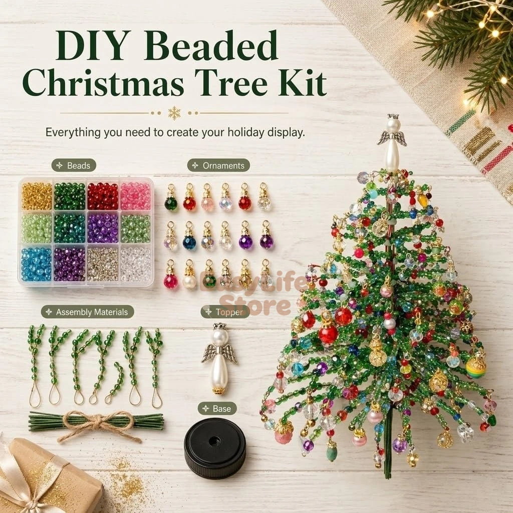 DIY Beaded Christmas Tree Kit Crystal Bead Craft Set with LED Lights - product image 10