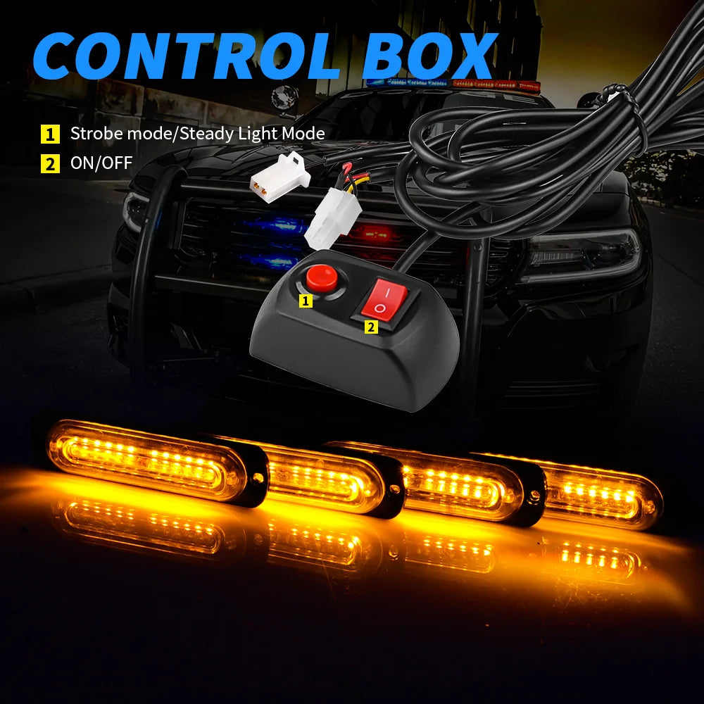 4 LED Warning Use Car Strobe Light Vehicle Front Grille Emergency - image 11