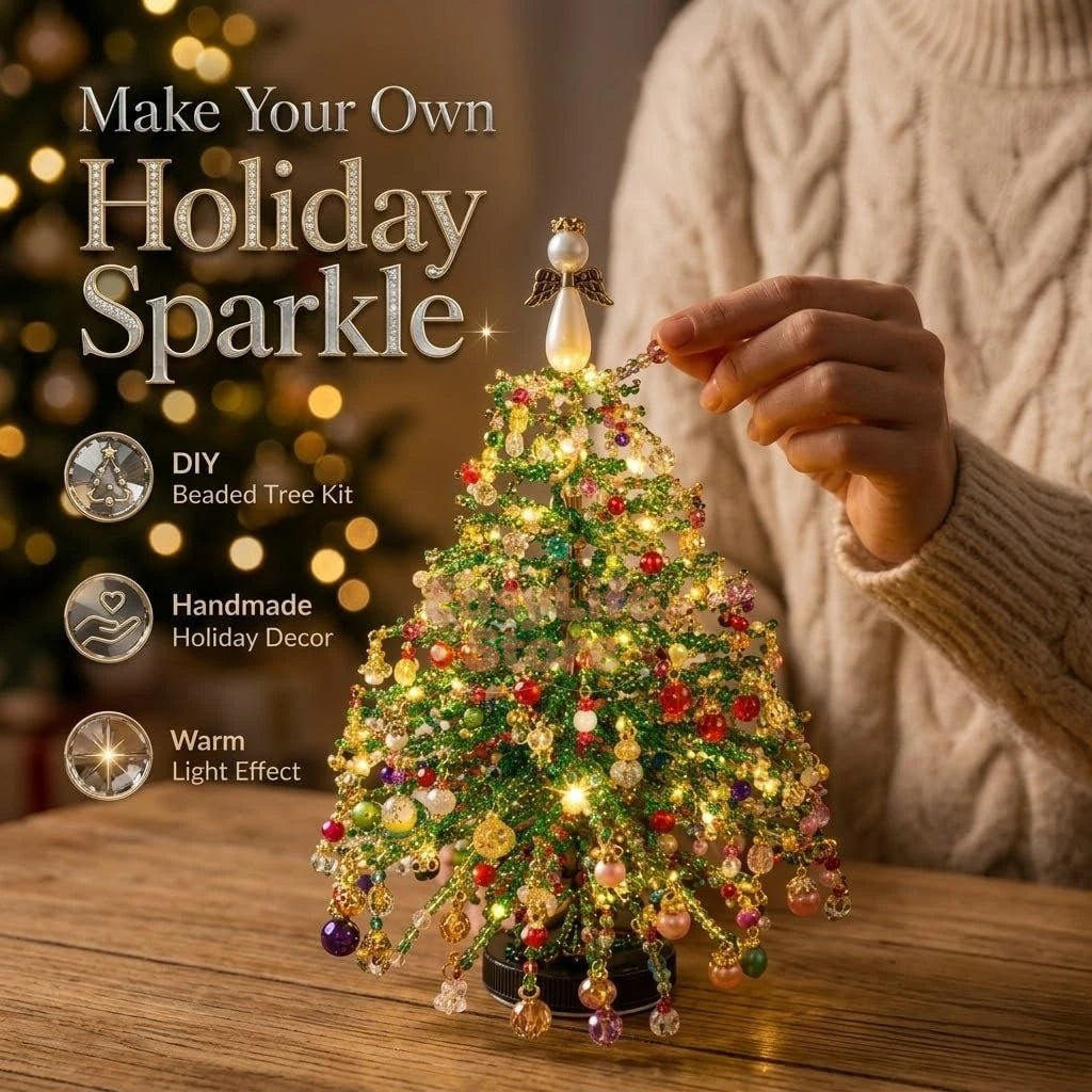 DIY Beaded Christmas Tree Kit Crystal Bead Craft Set with LED Lights - product image 9
