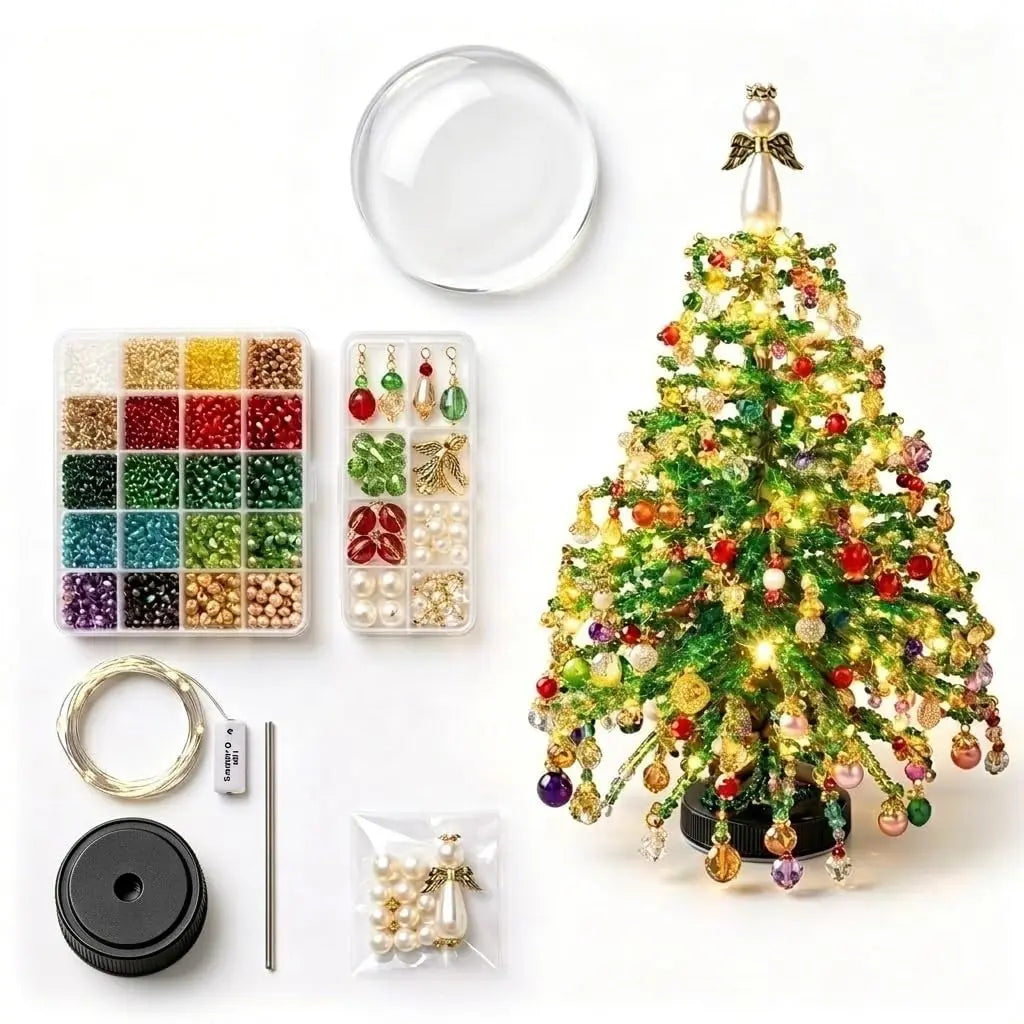 DIY Beaded Christmas Tree Kit Crystal Bead Craft Set with LED Lights - product image 18