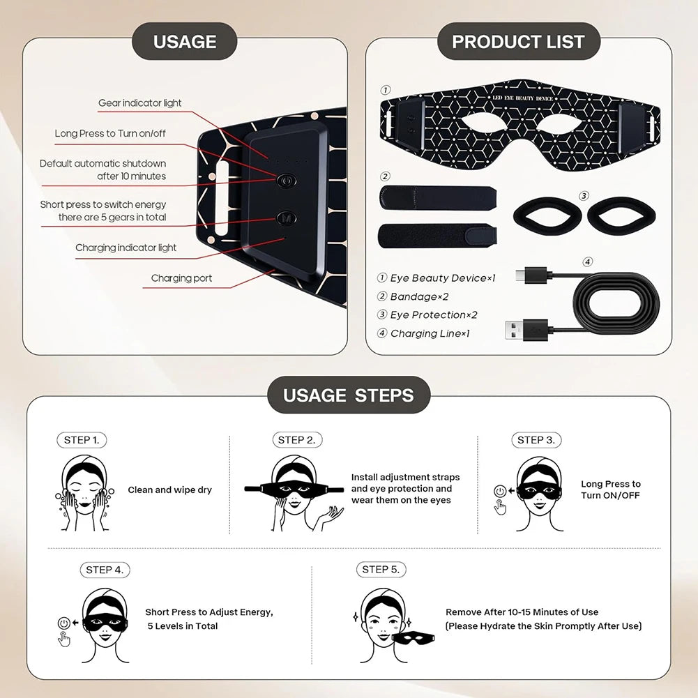 LED Eye Mask Red Infrared Light Therapy