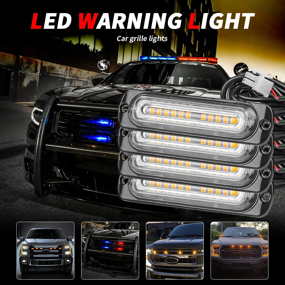 4 LED Warning Use Car Strobe Light Vehicle Front Grille Emergency - image 7