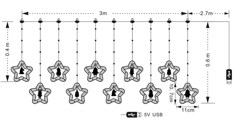 Christmas LED Strip Lights USB Curtain Garland for Room Decor - product image 13