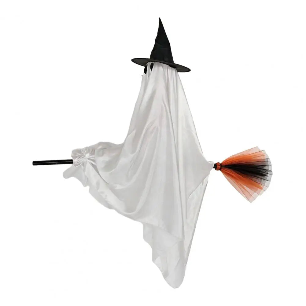 Halloween Hanging Ghost Decor Cute Ornament with Broom Flying Witch - image 8