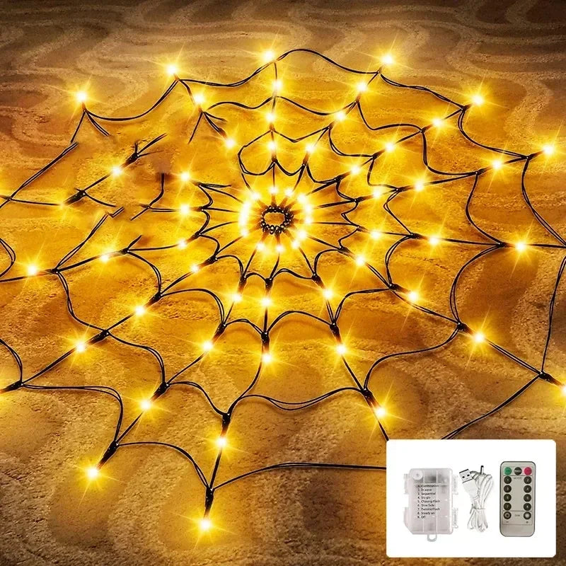 Glowing Halloween Spider Web Decoration Lights (Indoor or Outdoor)