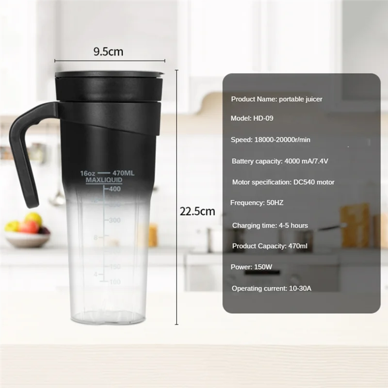 Portable Personal Blender 6-blade USB Rechargeable Smoothie Maker - product image 3