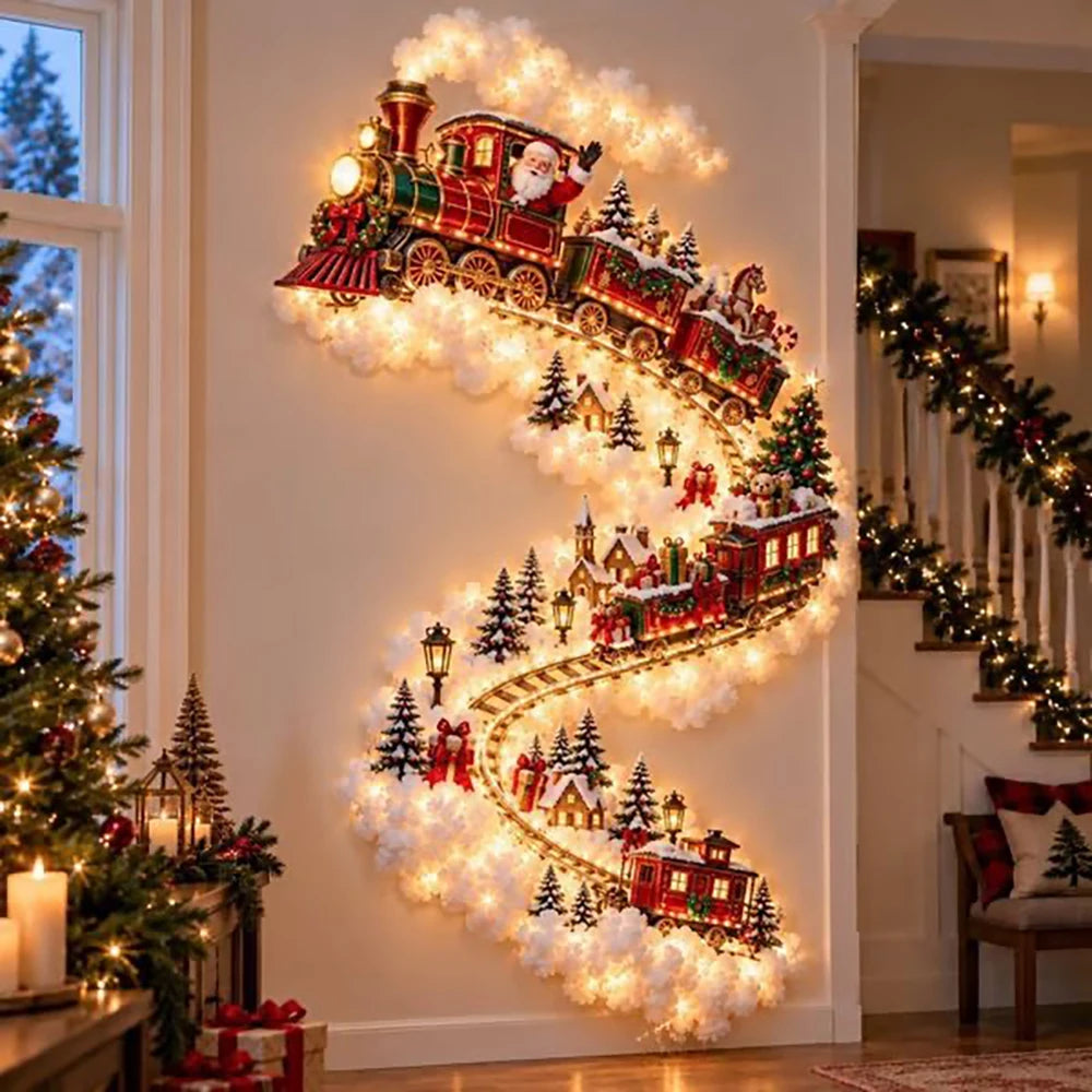 Santa Sleigh & Reindeer LED Christmas Wall Light