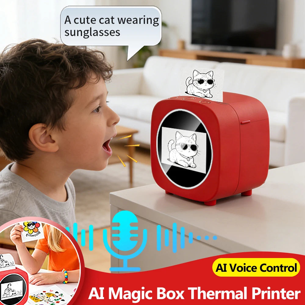 AI Voice-Powered Portable Thermal Sticker Printer with HD Screen