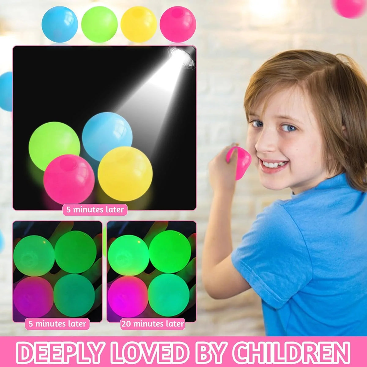 5 10pcs Glow in the Dark Sticky Balls - Squishy Stress Relief Toys - product image 3