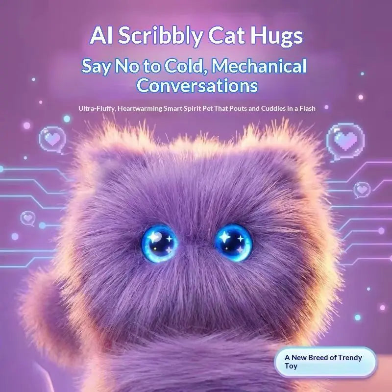 Scruffy Cat AI Smart Robot Plush Toy – Interactive Voice Control Pet Companion