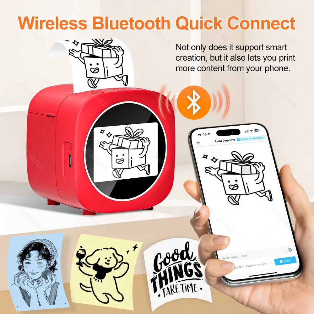AI Voice-Powered Portable Thermal Sticker Printer with HD Screen
