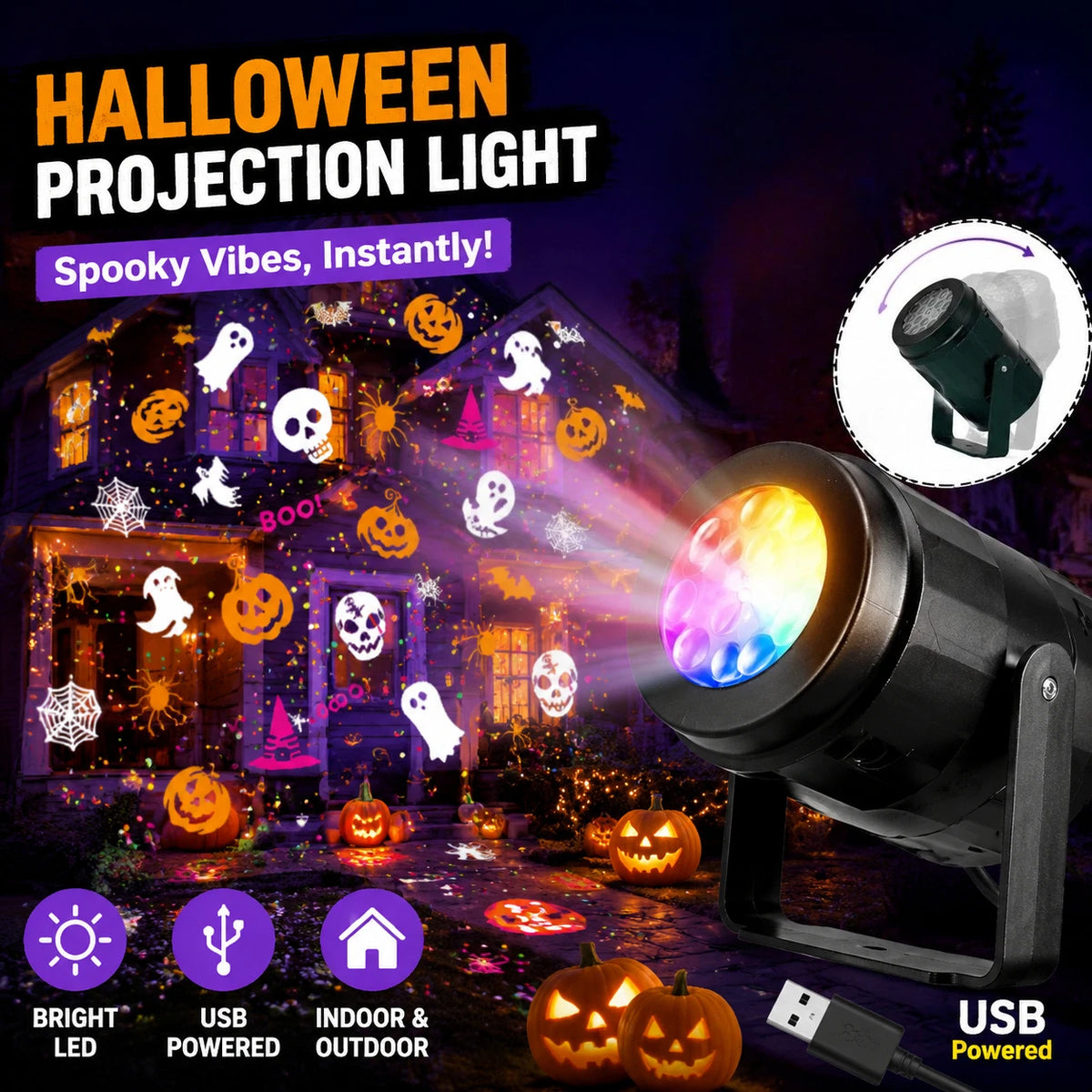 Holiday Projector Light USB Halloween