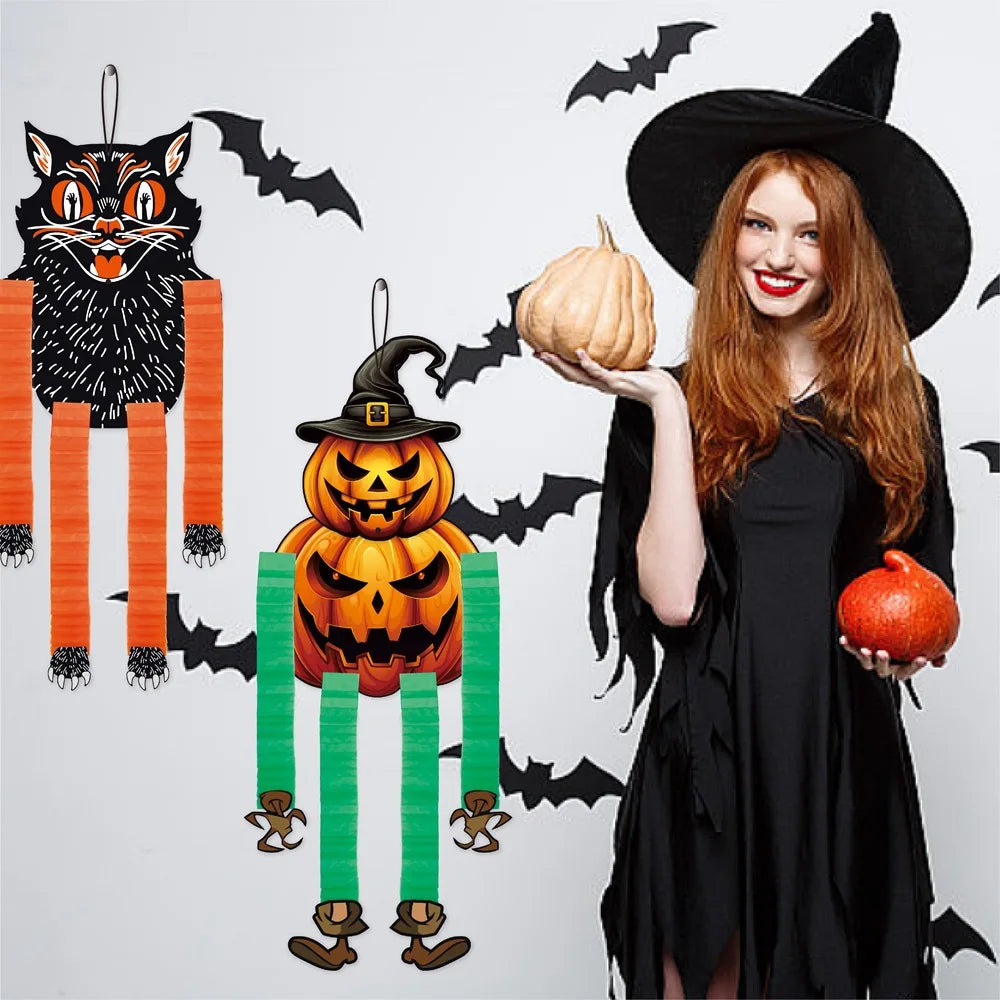 Halloween Hanging Decor Pumpkin Witch Cat Vampire Ornament Trick or - image 5
