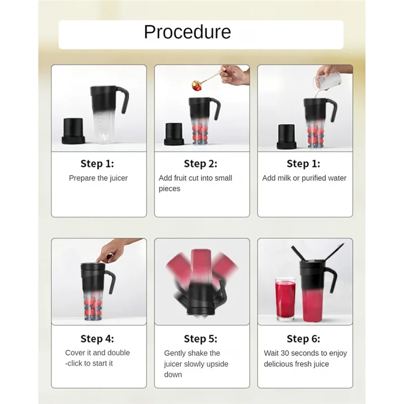 Portable Personal Blender 6-blade USB Rechargeable Smoothie Maker - product image 2