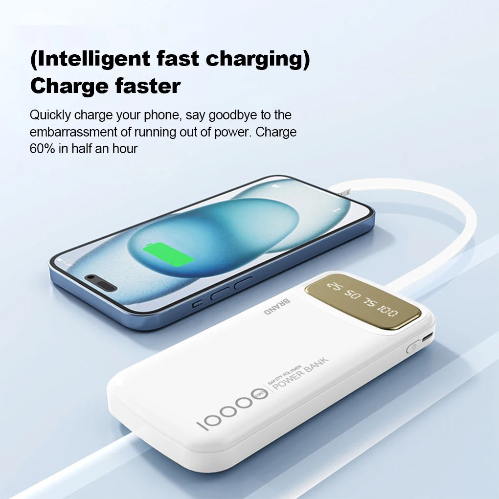 10000mah Power Bank Built-in Type-c Cable & Digital Display - product image 1