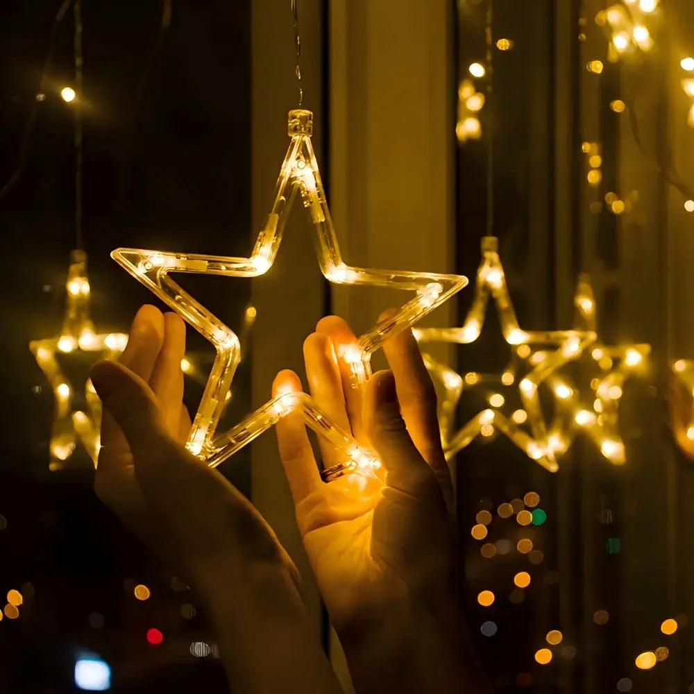 Christmas LED Window Hanging Decor Star & Santa Fairy Lights - product image 1