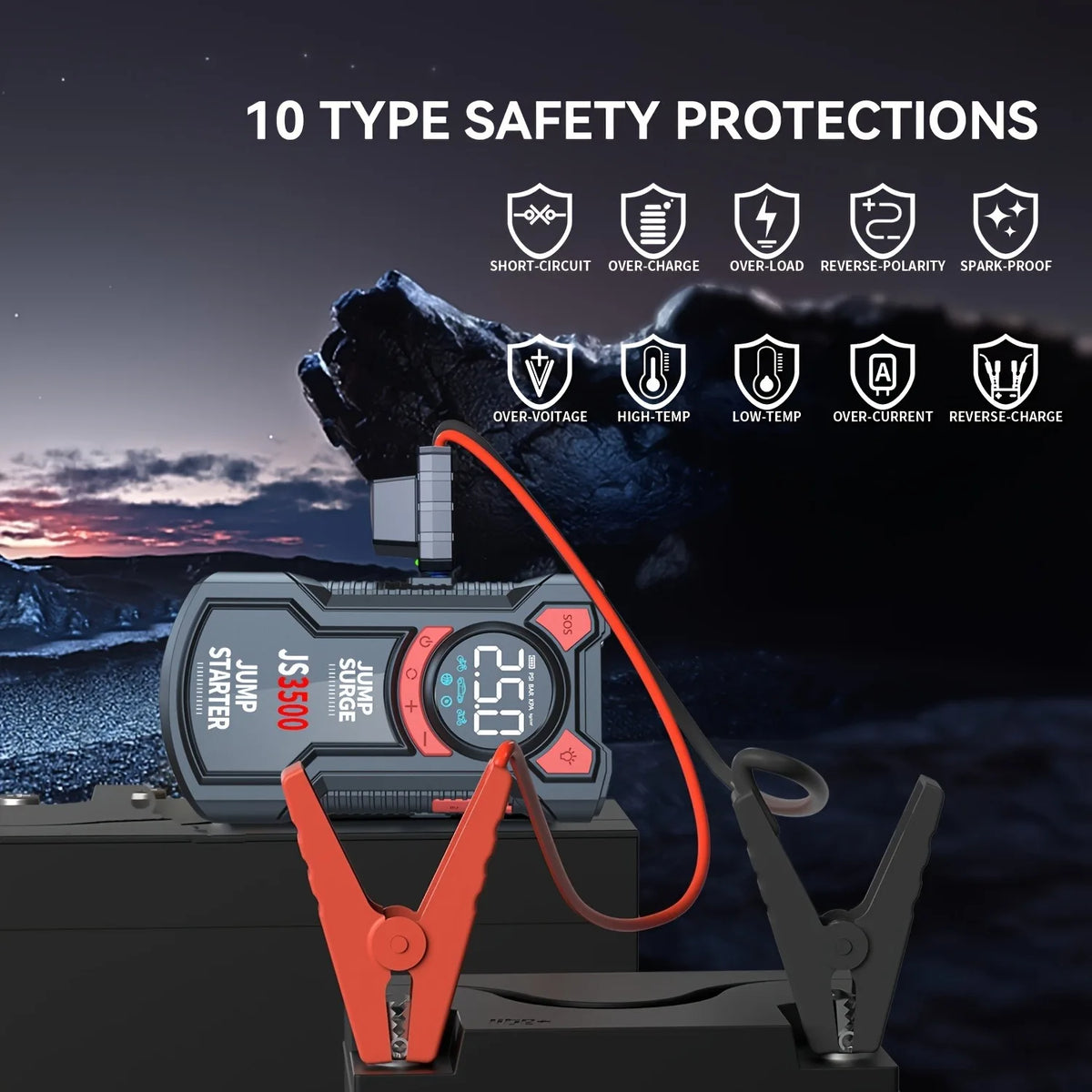 5-in-1 Emergency Jump Starter & Tire Inflator