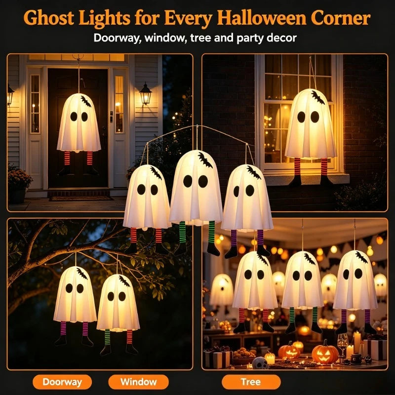 Halloween Glowing White Ghost Hanging Ghosts with Fairy Lights - image 5