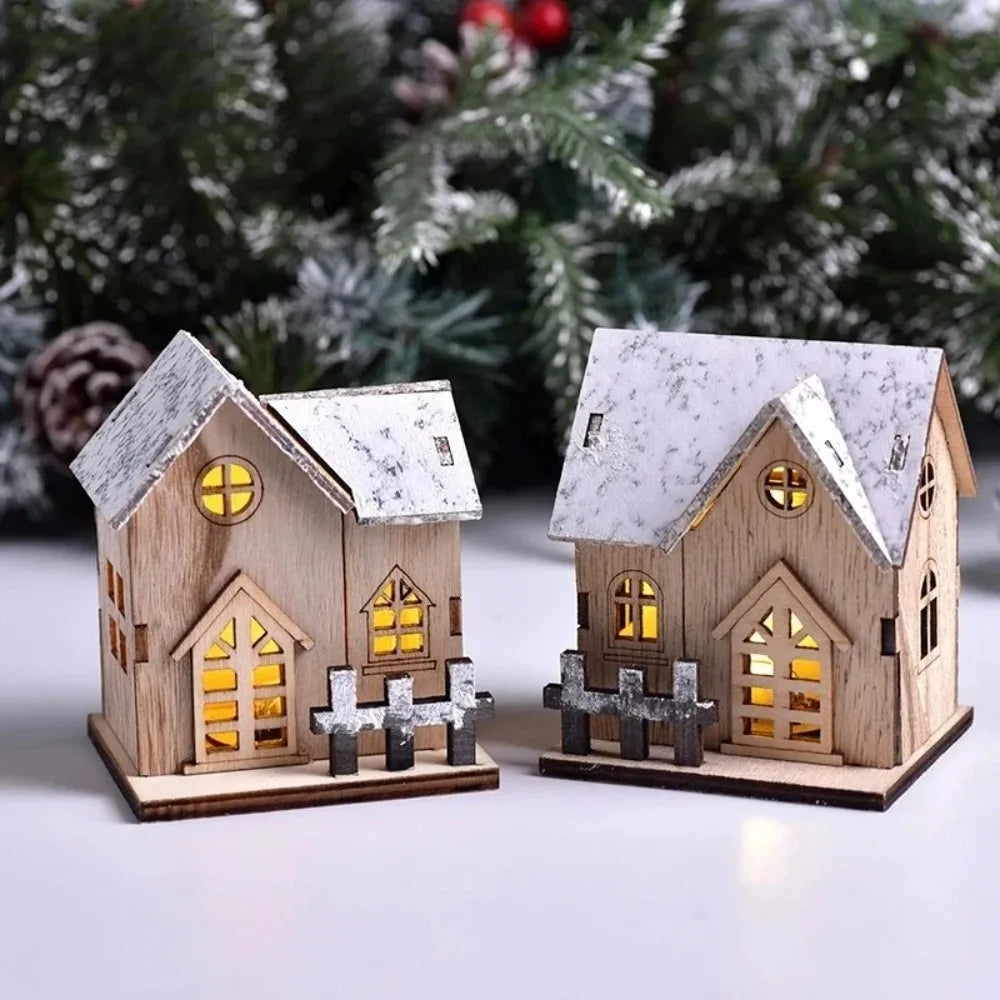 Christmas LED Light Wooden House Luminous Cabin Holiday Decor - product image 1