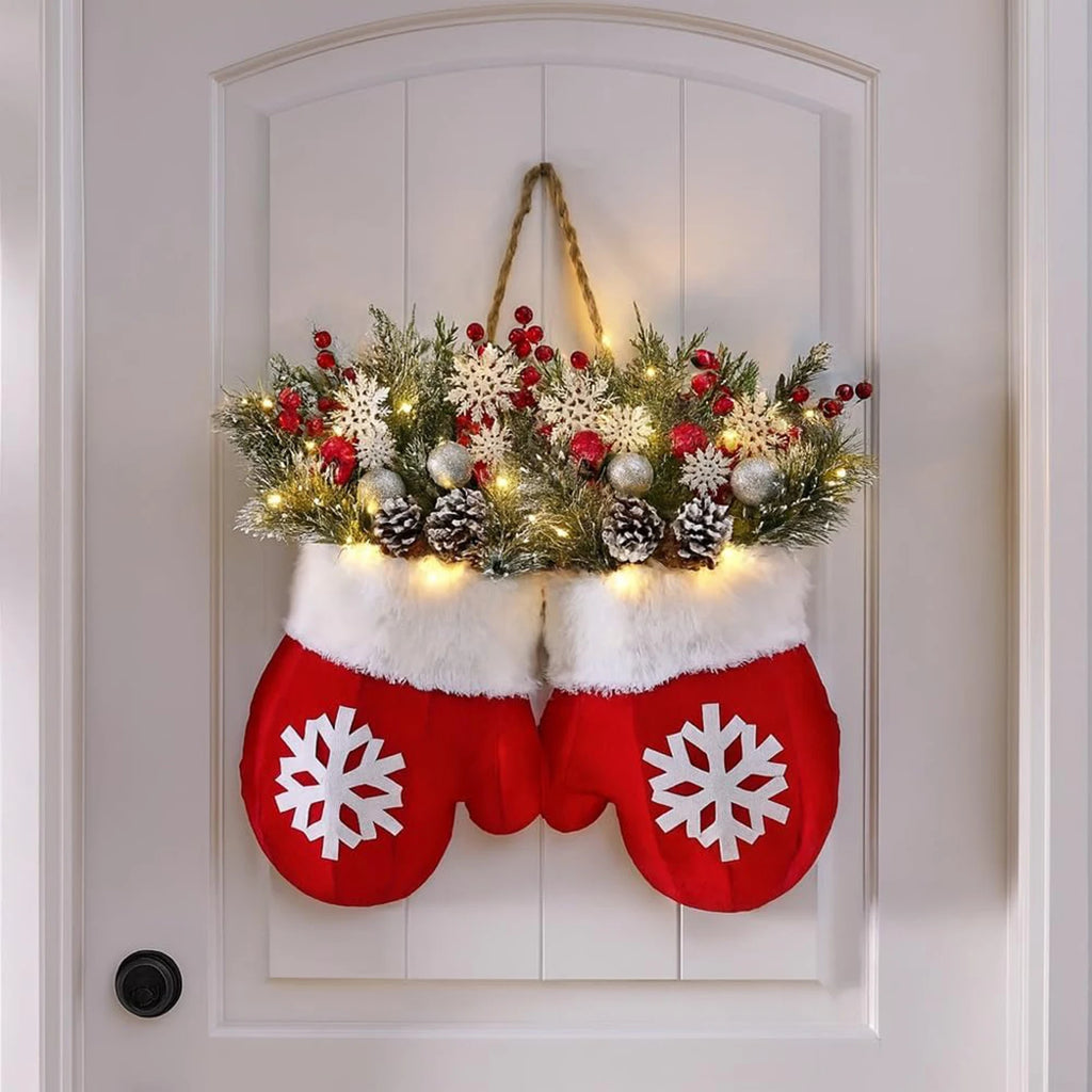 Christmas Gloves Wreath with Light Festive Hanging Wall Decor - product image 2