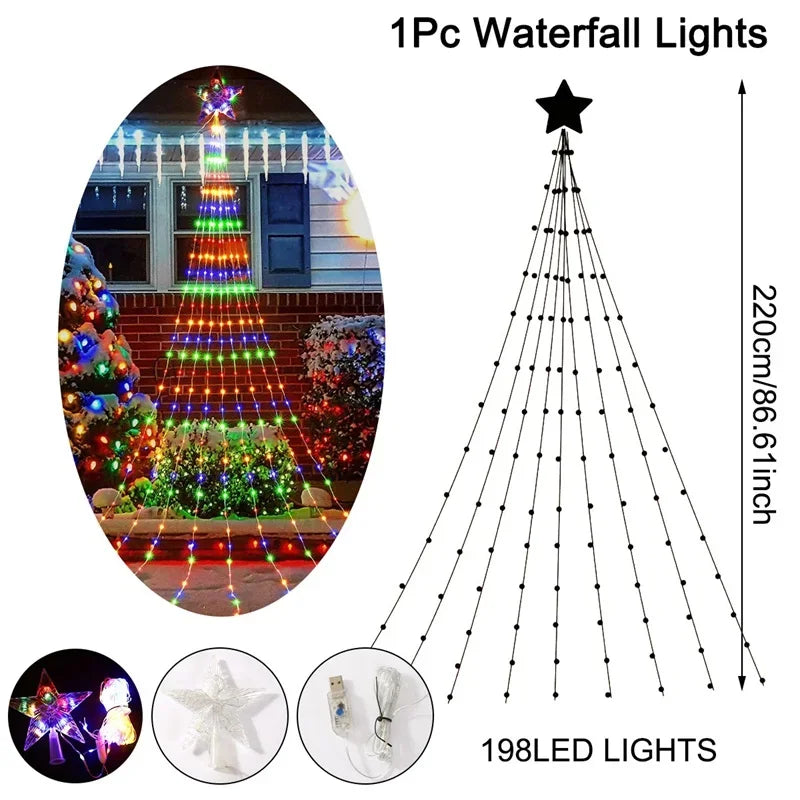 Christmas Tree Waterfall Lights Fairy String for Home Decor - product image 15