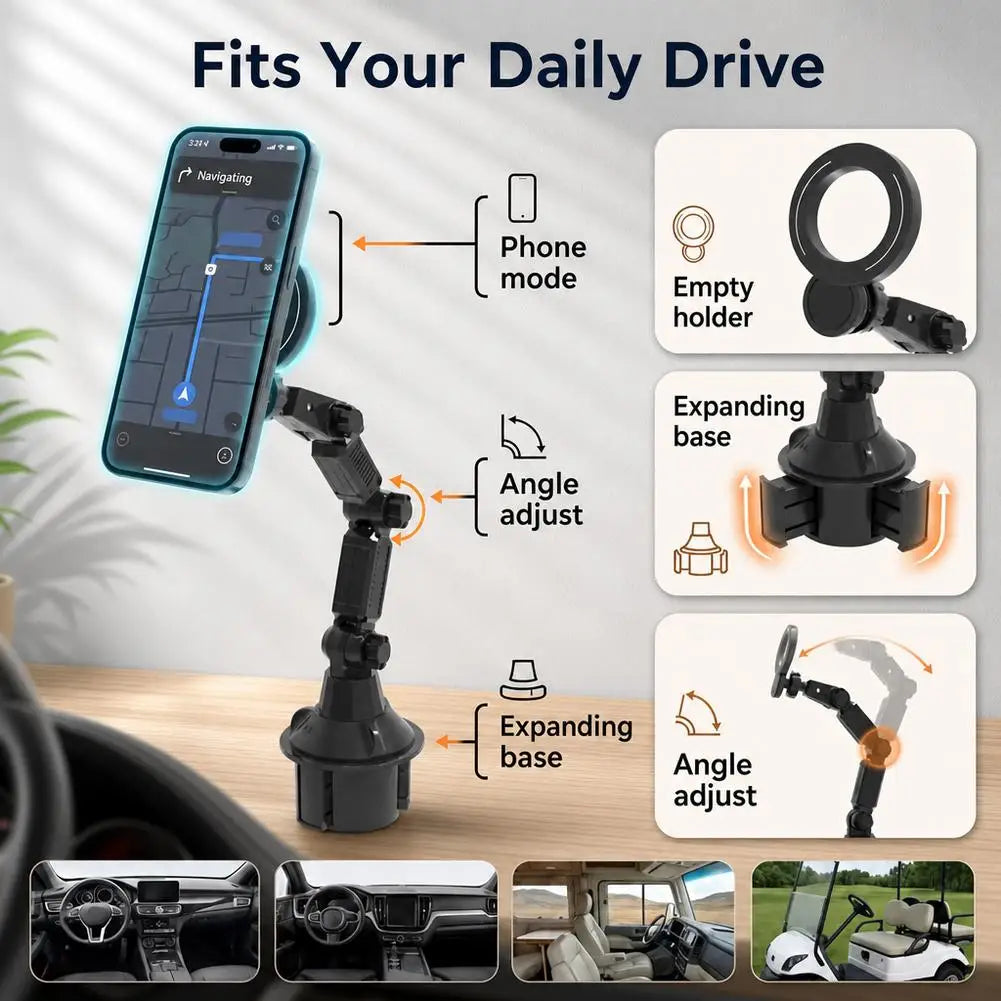 Car Cup Holder Phone Mount Magnetic Long Arm Cell for 360 Rotatable - product image 3