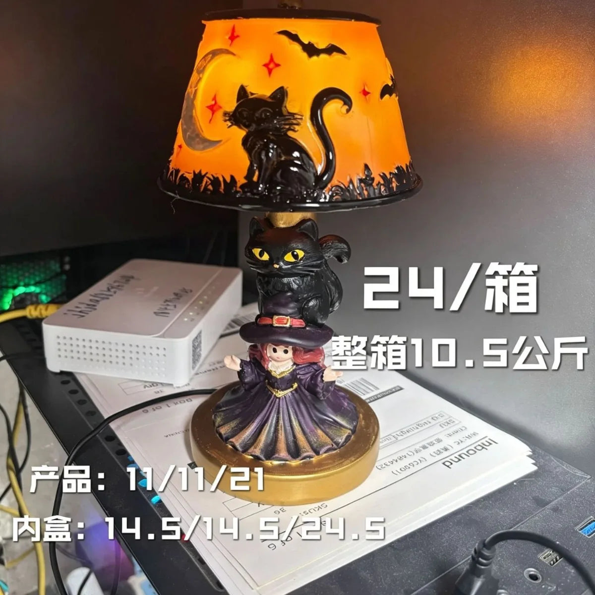 Halloween Glowing Ghost Bat Pumpkin Desk Lamp Resin Craft Ornament - image 21