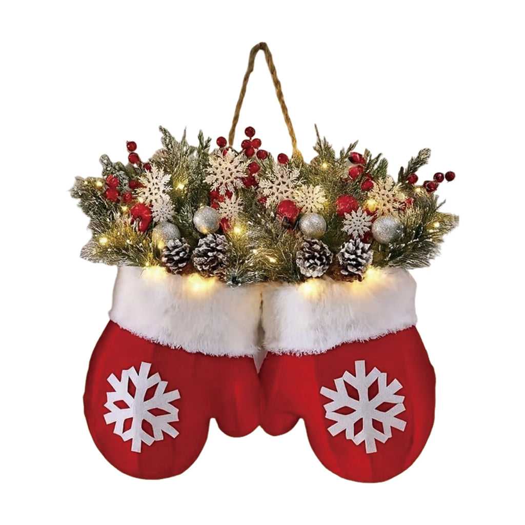 Christmas Gloves Wreath with Light Festive Hanging Wall Decor - product image 10