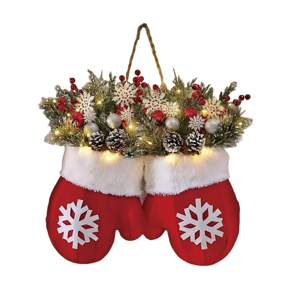 Christmas Gloves Wreath with Light Festive Hanging Wall Decor - product image 10