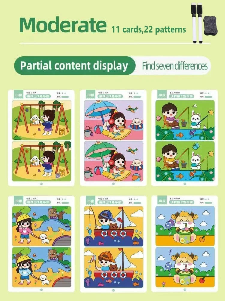 Find the Difference Fun Focus Training Game with Erasable Picture - image 13