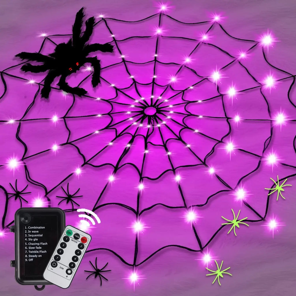 Glowing Halloween Spider Web Decoration Lights (Indoor or Outdoor)