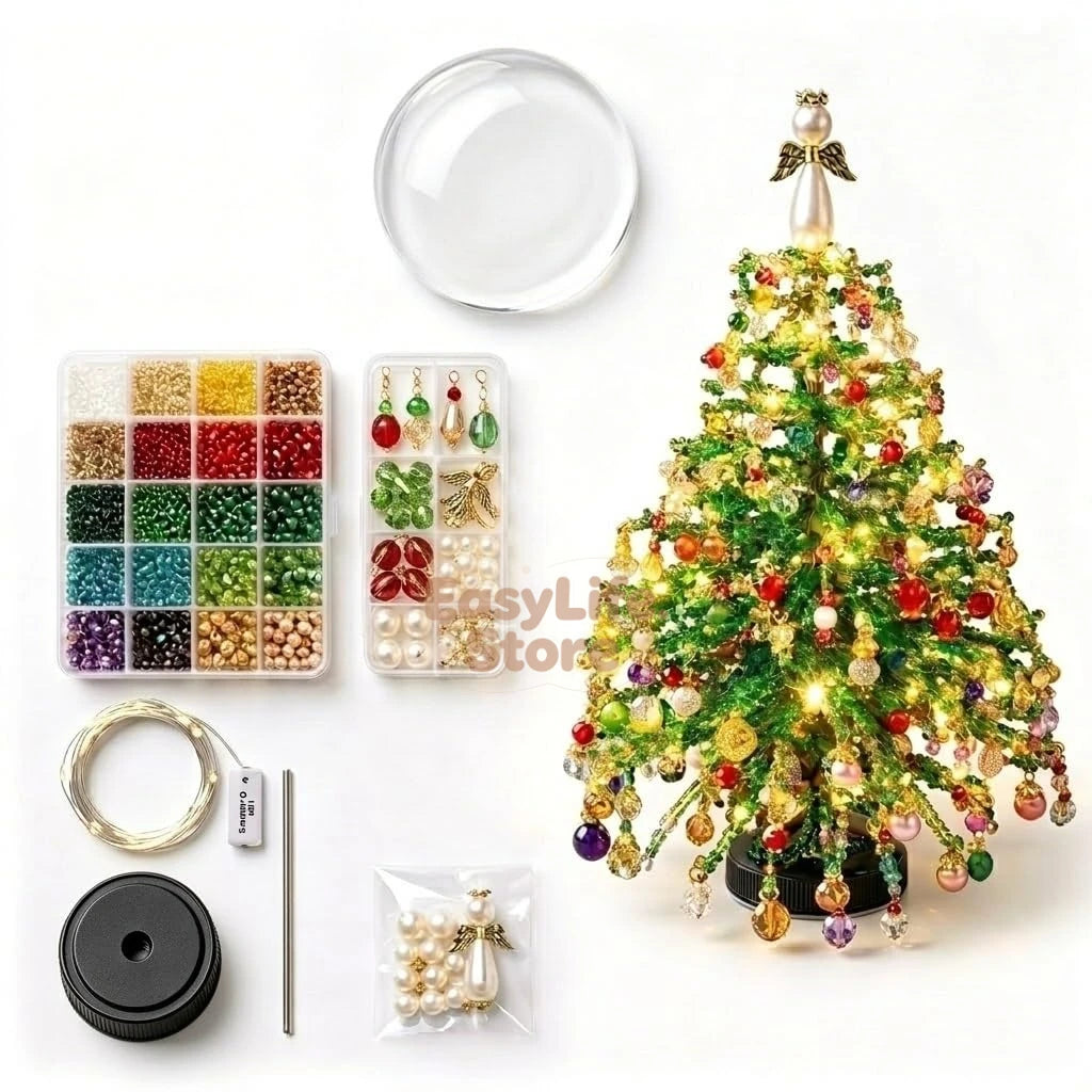 DIY Beaded Christmas Tree Kit Crystal Bead Craft Set with LED Lights - product image 2