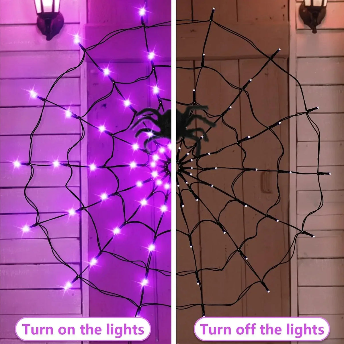 Glowing Halloween Spider Web Decoration Lights (Indoor or Outdoor)